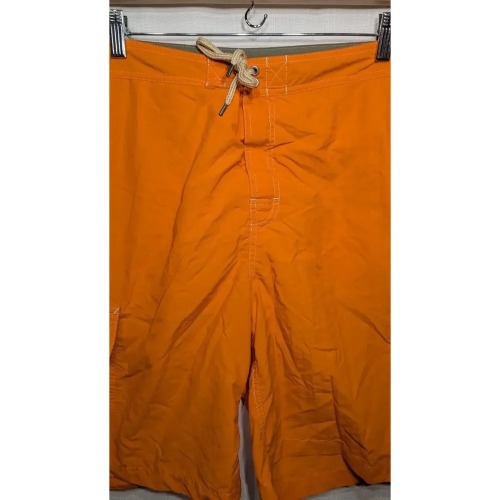 Vintage Polo Ralph Lauren‎ Mens Board Shorts Swim Trunks Sz L Orange Green Pony